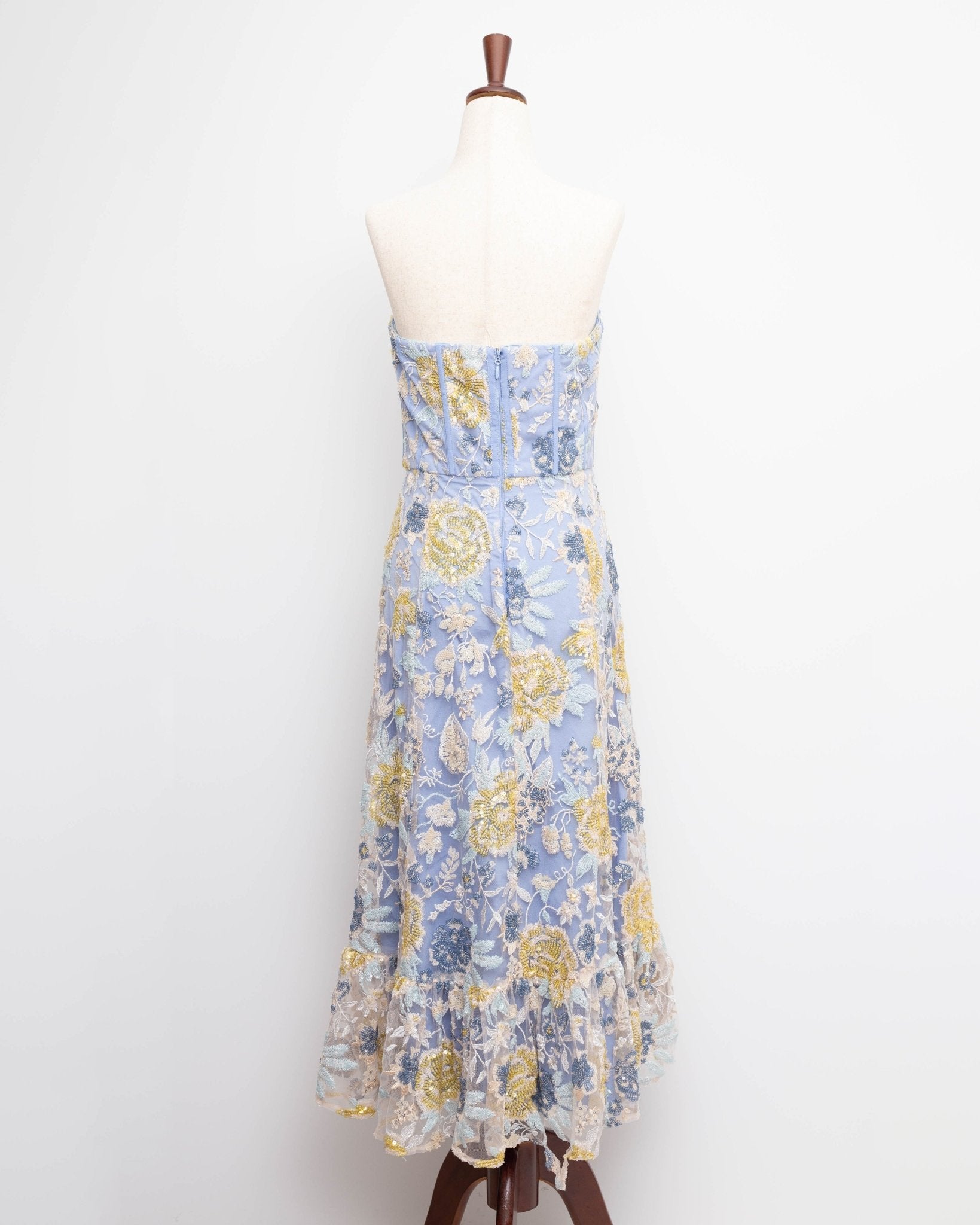 Dress The Population Carina Strapless Sequin Midi Dress Size M - Wind & Song