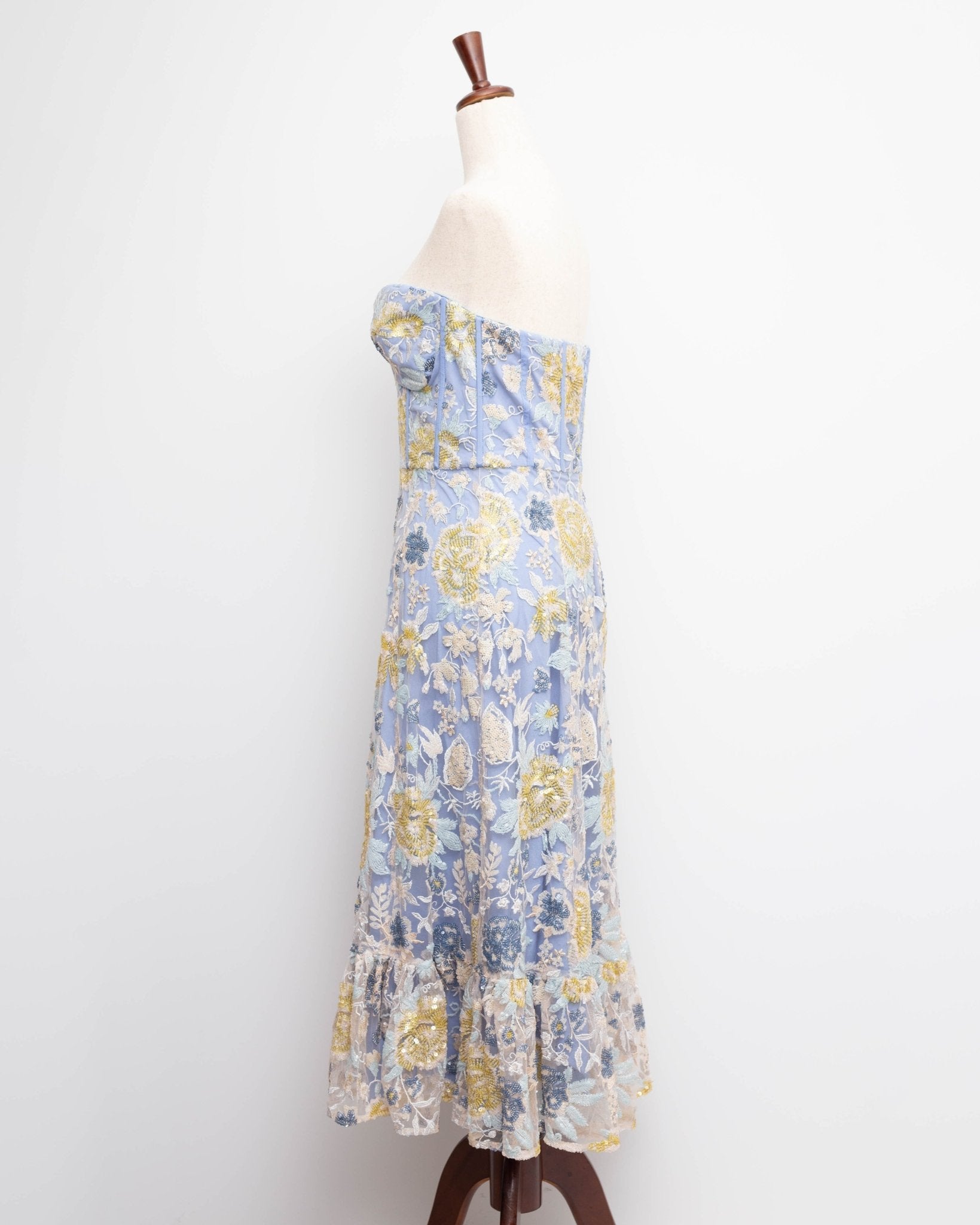 Dress The Population Carina Strapless Sequin Midi Dress Size M - Wind & Song