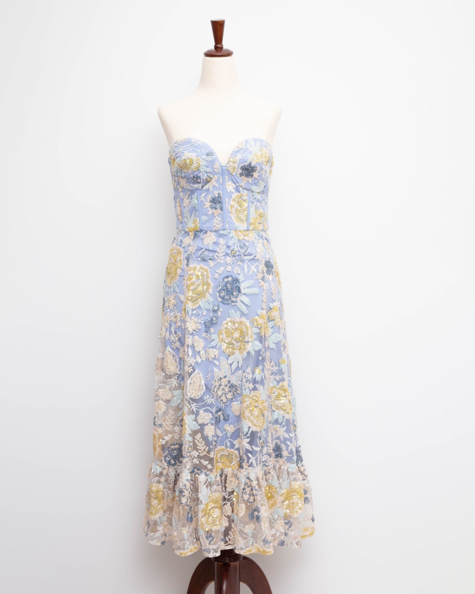 Dress The Population Carina Strapless Sequin Midi Dress Size M - Wind & Song