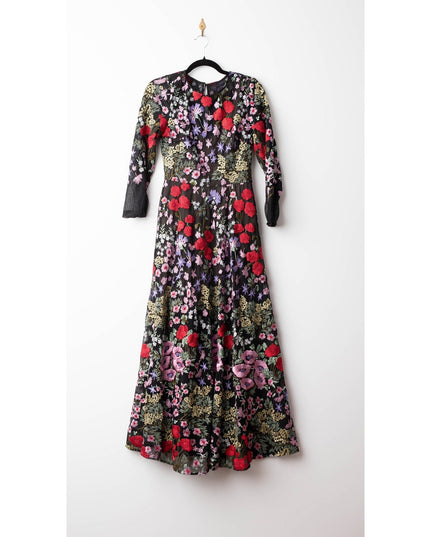 Dress The Population Floral Mesh Ava Gown - Wind & Song