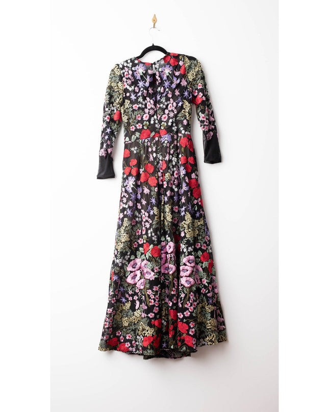 Dress The Population Floral Mesh Ava Gown - Wind & Song