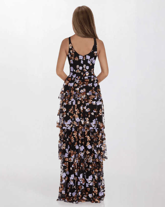 Dress The Population Lorain Sequin Tiered Ruffle Gown - Wind & Song