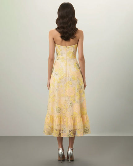 Dress The Population Yellow Floral Carina Dress - Wind & Song