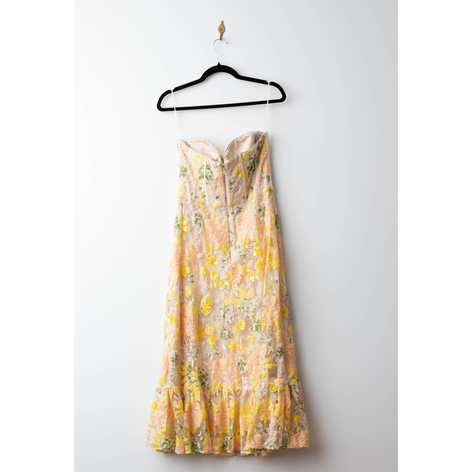 Dress The Population Yellow Floral Carina Dress - Size L - Wind & Song
