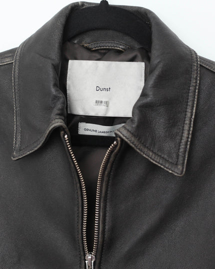 DUNST Black Leather Unisex Bomber Jacket - Wind & Song