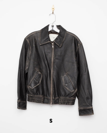 DUNST Black Leather Unisex Bomber Jacket - Wind & Song