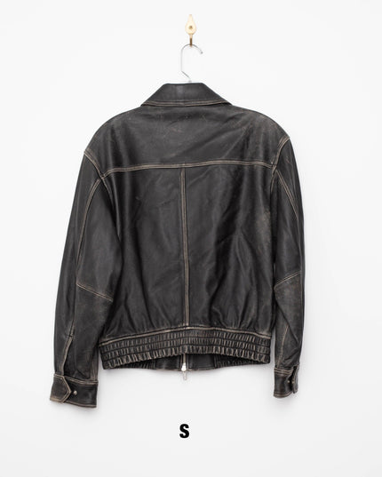 DUNST Black Leather Unisex Bomber Jacket - Wind & Song