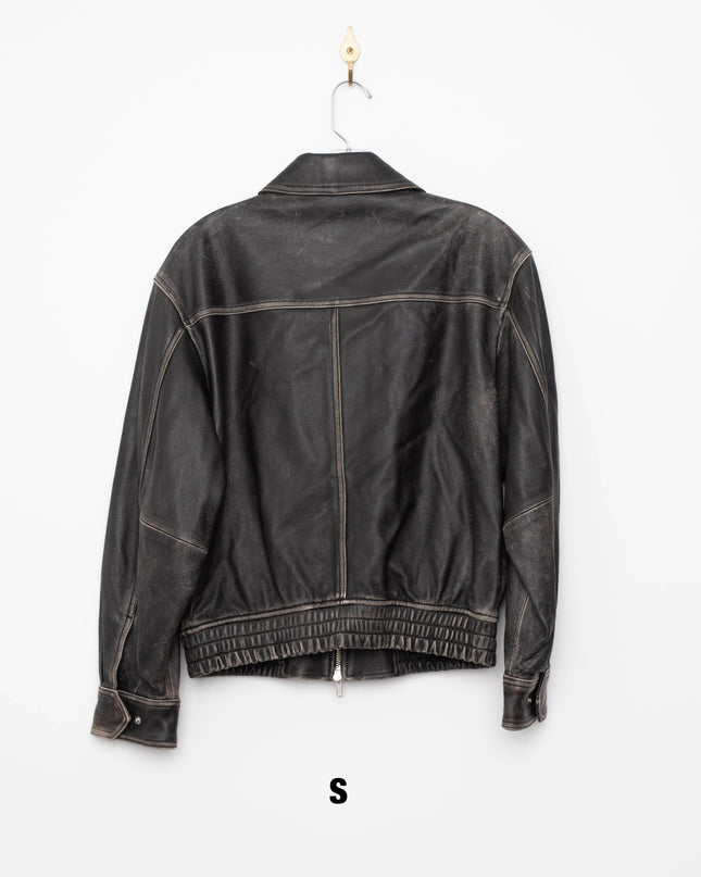 DUNST Black Leather Unisex Bomber Jacket - Wind & Song