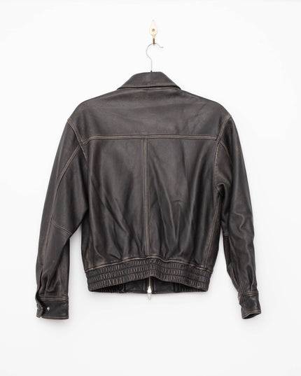DUNST Black Leather Unisex Bomber Jacket - Wind & Song