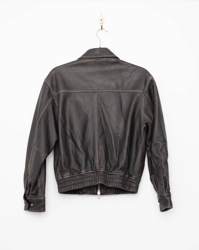 DUNST Black Leather Unisex Bomber Jacket - Wind & Song