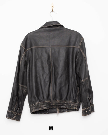 DUNST Black Leather Unisex Bomber Jacket - Wind & Song