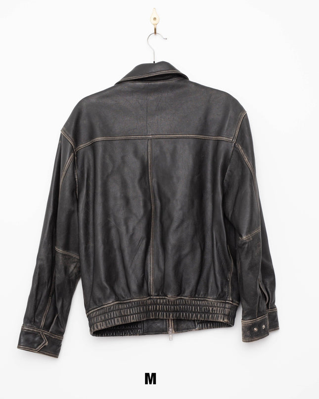 DUNST Black Leather Unisex Bomber Jacket - Wind & Song