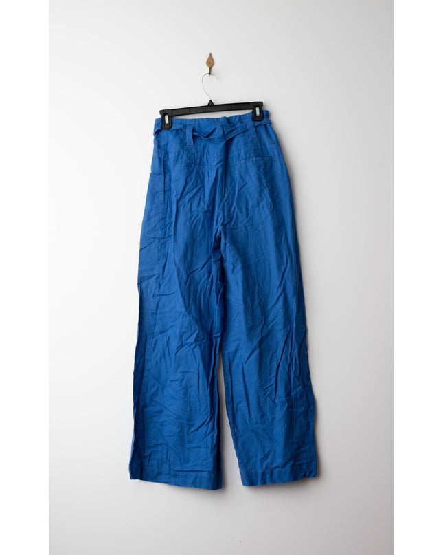 Eudon Choi x RTR Wide Leg Linen Trousers in Blue