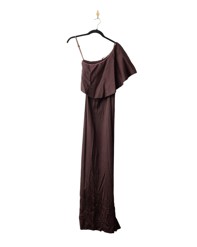 Altuzarra Knit Vivi Dress with Satin Ruffle in Charred Oak