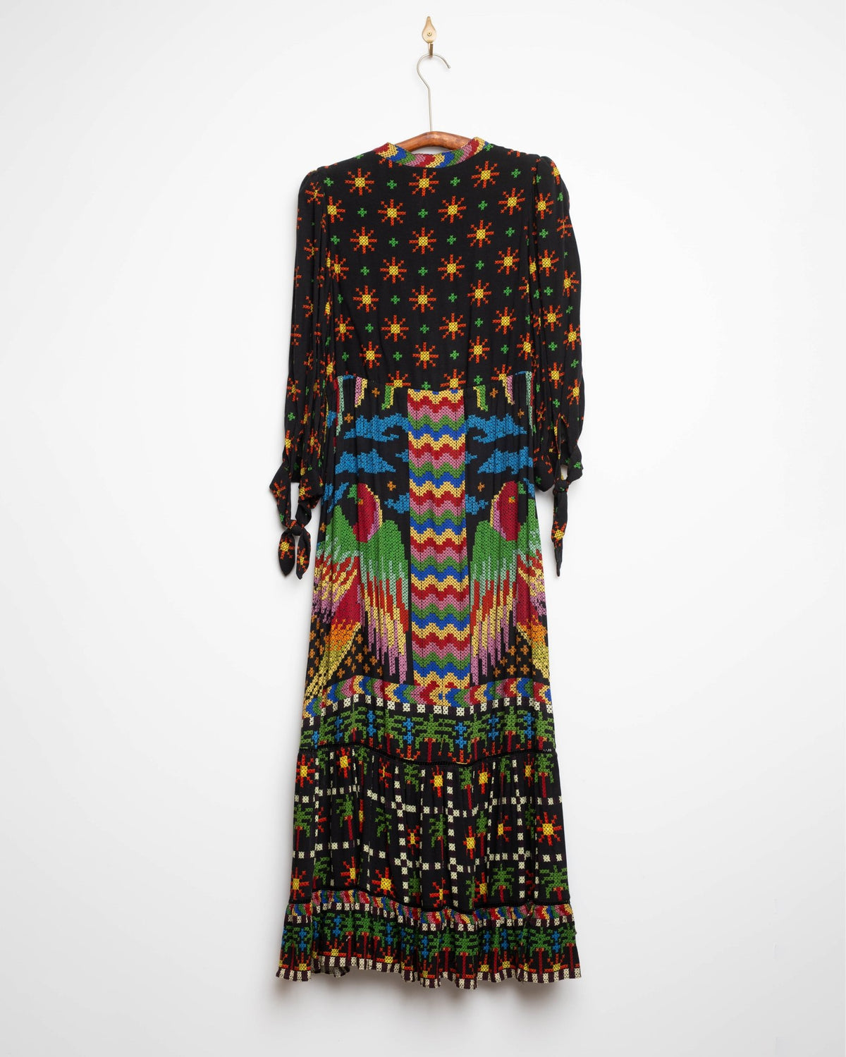 FARM Rio Black Macaw Night V-Neck Maxi Dress — Size S - Wind & Song