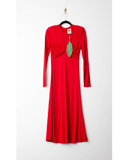 FARM Rio Long Sleeve Midi Dress in Red - Wind & Song