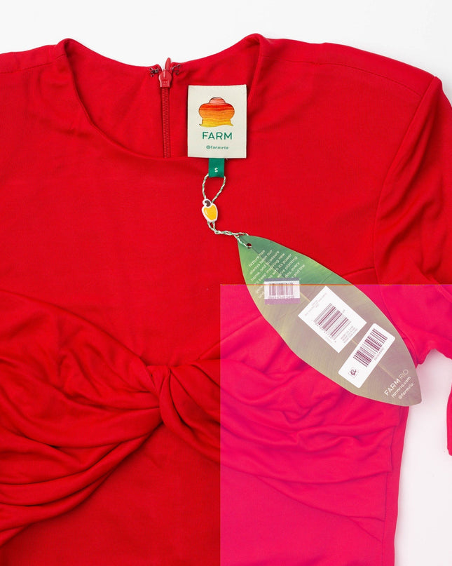 FARM Rio Long Sleeve Midi Dress in Red - Wind & Song