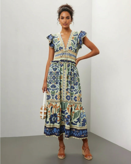 FARM Rio Ocean Tapestry Maxi Dress - Wind & Song