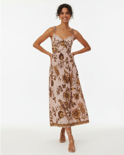 Farm Rio pink tropical landing lace midi dress - Wind & Song