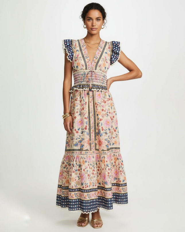 FARM Rio Superbloom Tapestry Cream Maxi Dress - Wind & Song
