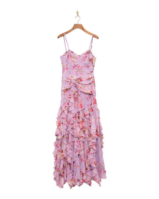 PatBO Floral Haze Flutter Maxi Dress Size 10 – Pink Formal Gown