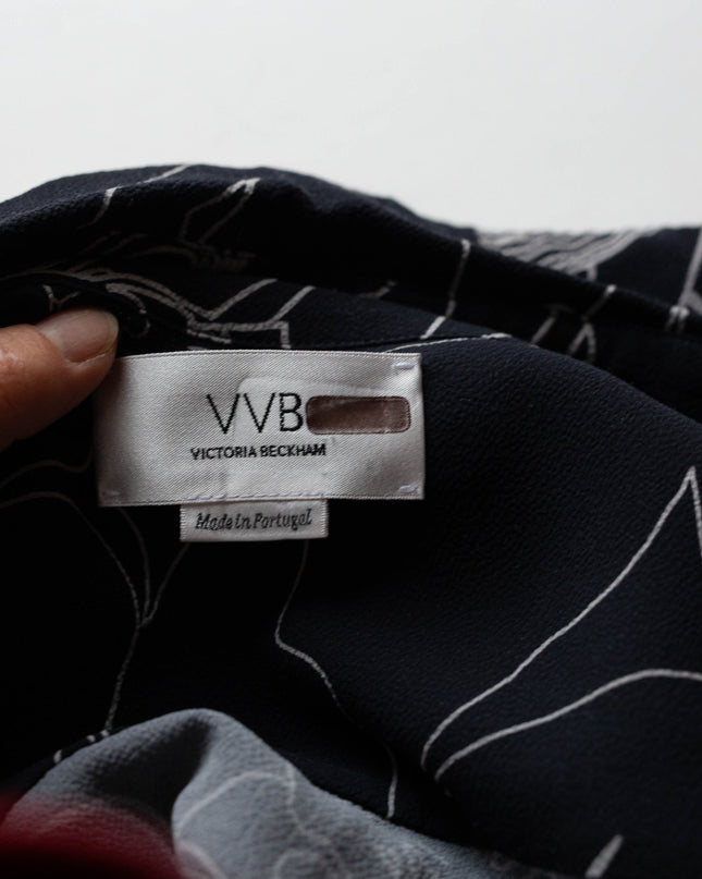 Victoria Victoria Beckham Blue Printed Collared Dress