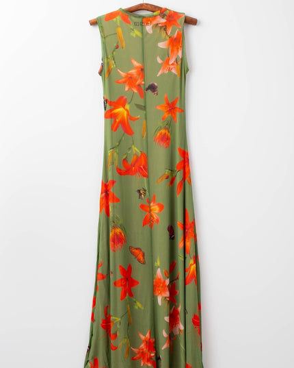Fuzzi Abito Green Floral Dress - Wind & Song