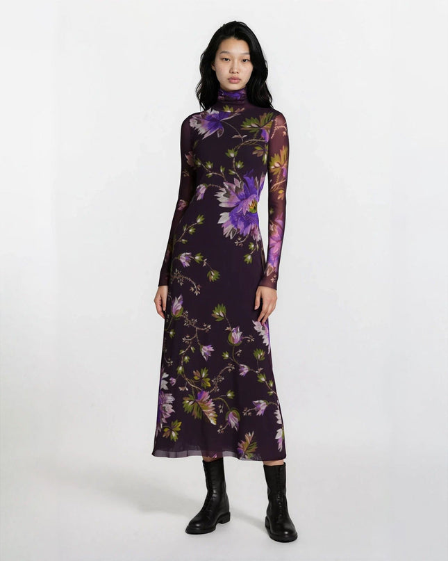 Fuzzi Plum Floral Dress Pre - owned Size S - Wind & Song
