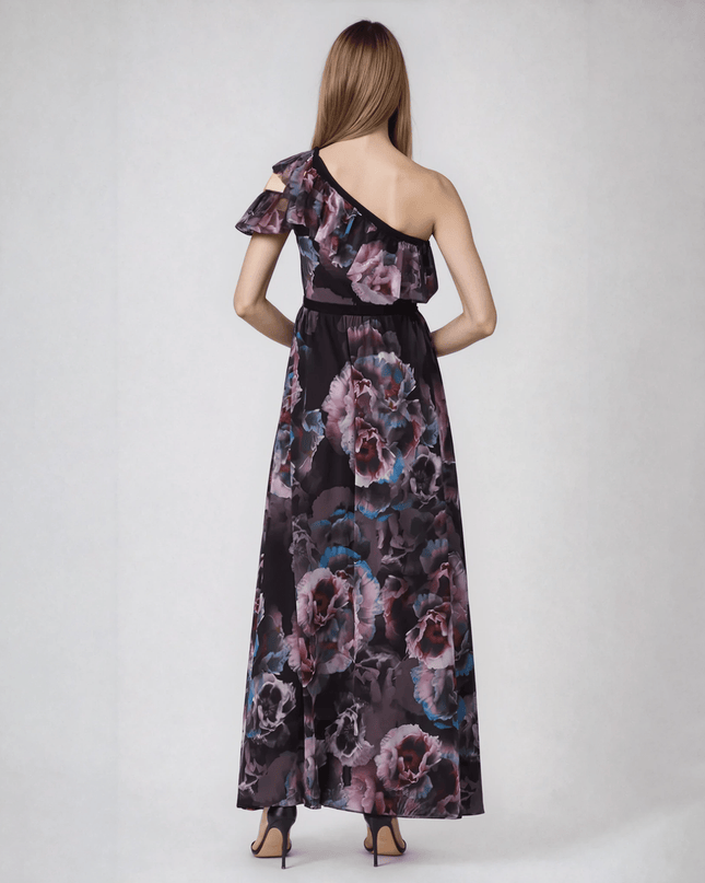 Fuzzi Tulle One Shoulder Purple Flora Gown - Wind & Song