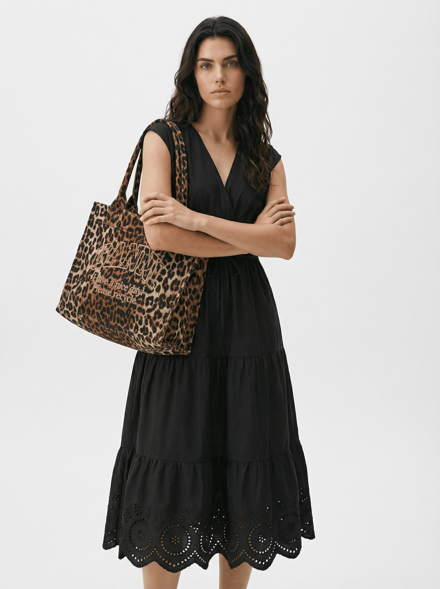 GANNI Large Leopard Print Recycled Cotton Shopper Tote - Pre - owned - Wind & Song