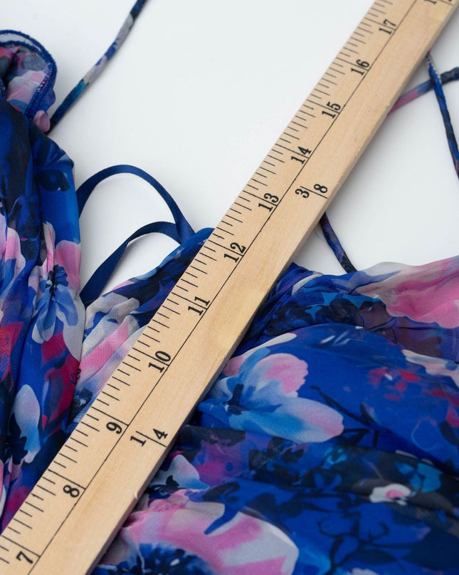 Ieena for Mac Duggal Blue Floral Cutout Gown - Wind & Song