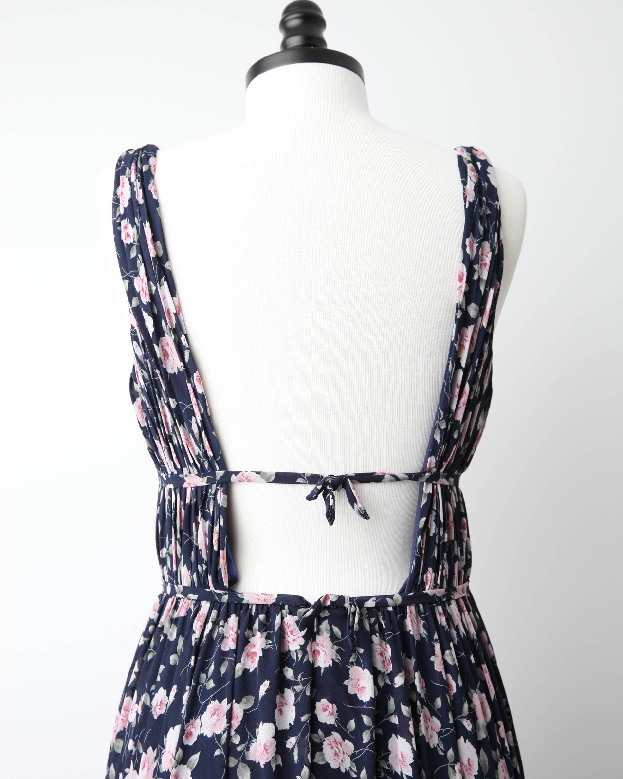 Ieena for Mac Duggal Floral Ruffled Gown in Navy - Wind & Song