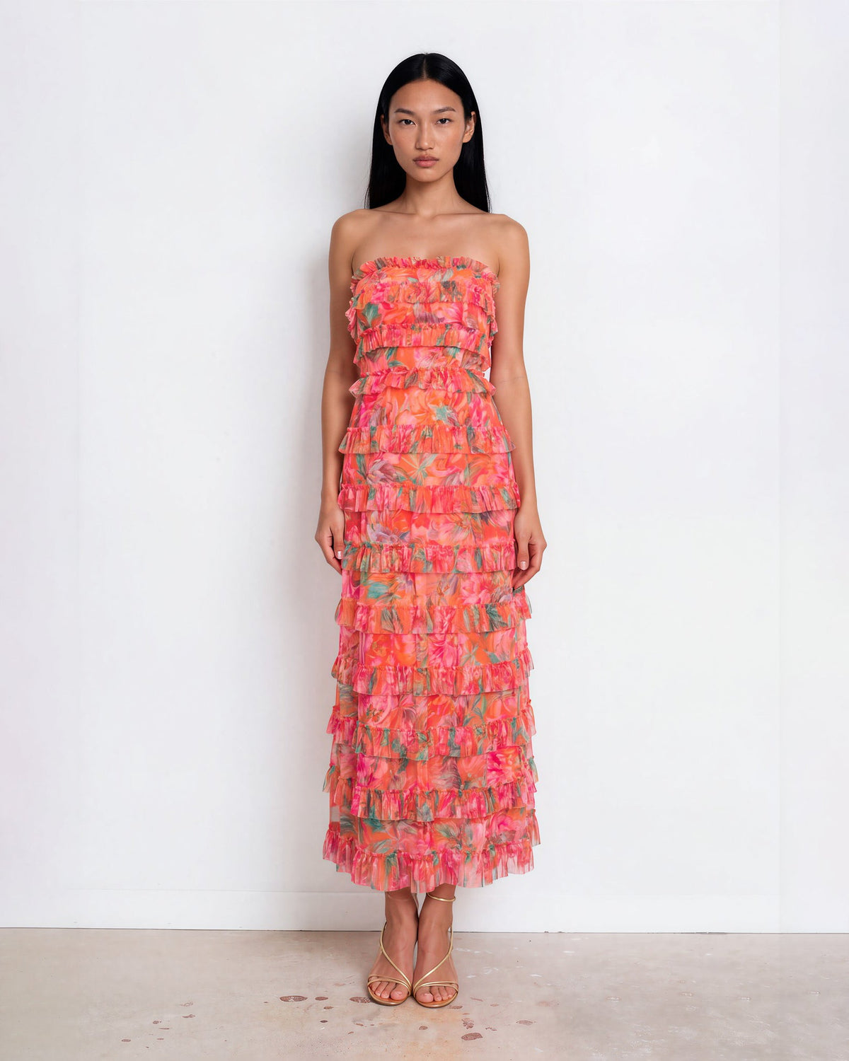 IEENA for Mac Duggal Floral Strapless Ruffle Dress – US 0 - Wind & Song