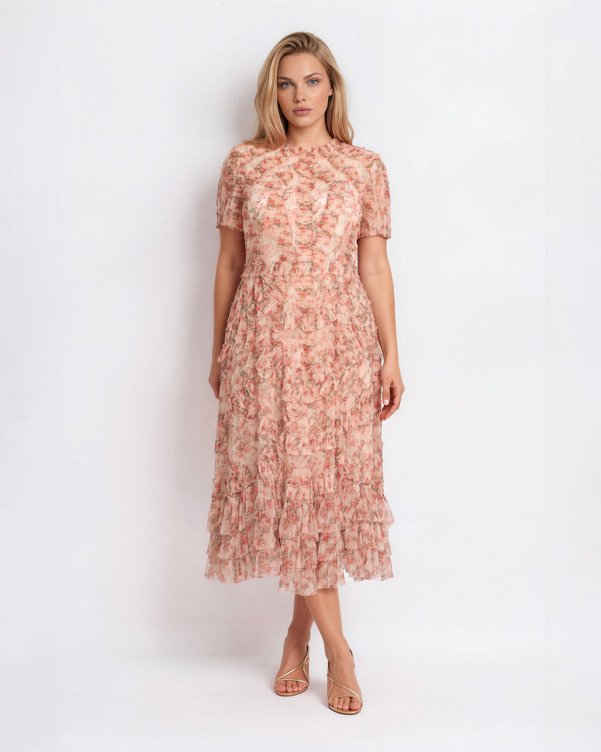 IEENA for Mac Duggal High-Neck Floral Mesh Midi Dress – US 12 - Wind & Song