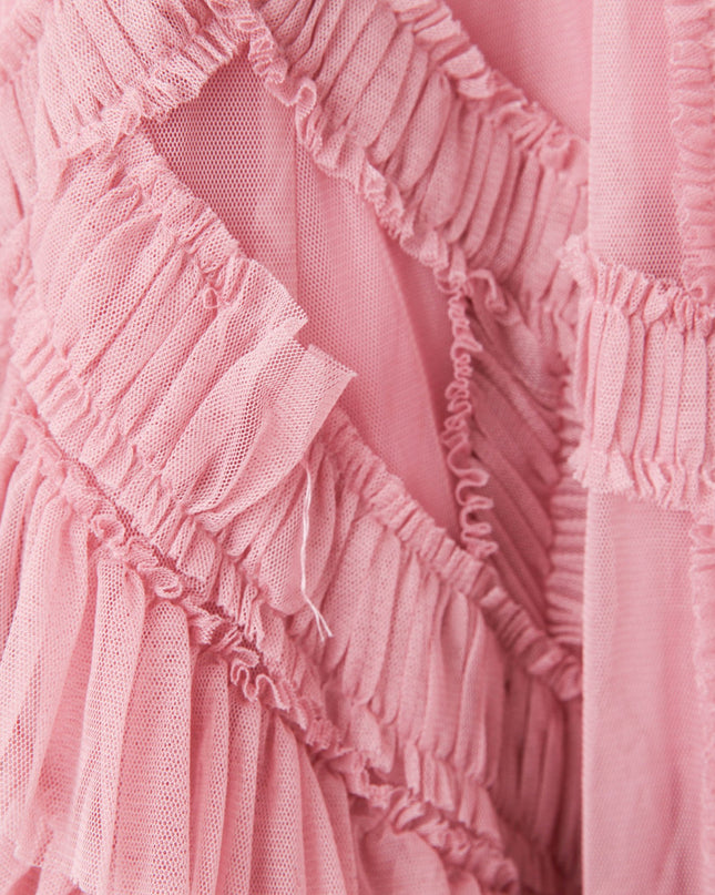 Ieena for Mac Duggal High Neck Puff Sleeve Ruffle Tiered Dress - Wind & Song