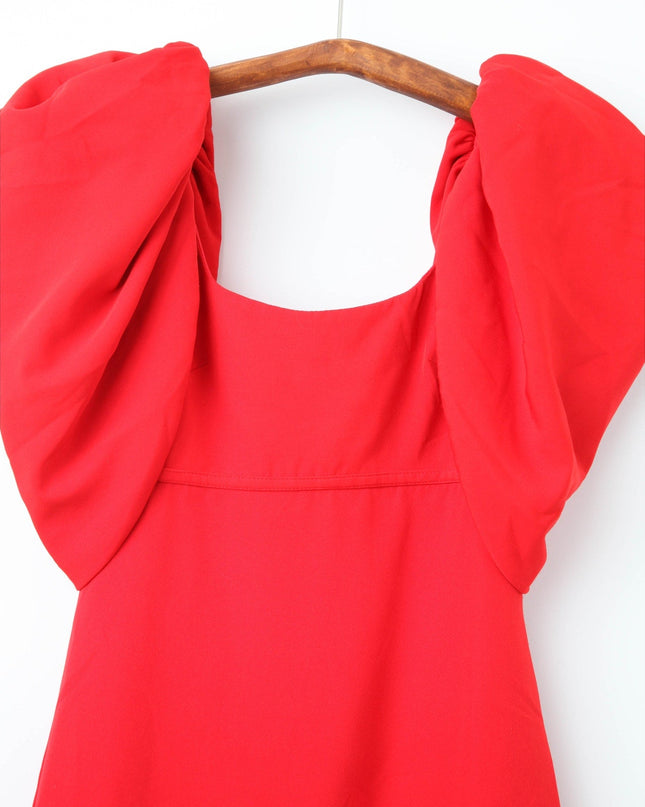 Ieena for Mac Duggal Red Crepe Puff - Sleeve Maxi Dress – Size 4 - Pre - owned - Wind & Song