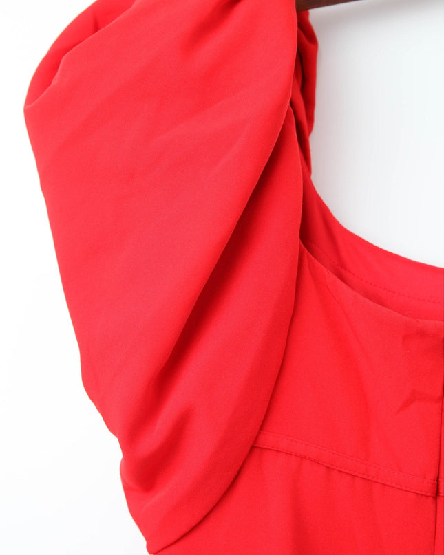 Ieena for Mac Duggal Red Crepe Puff - Sleeve Maxi Dress – Size 4 - Pre - owned - Wind & Song