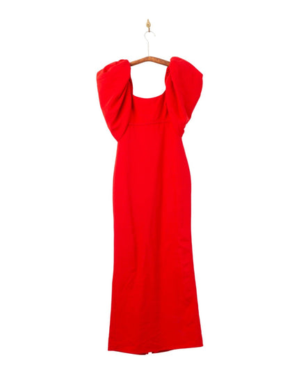 Ieena for Mac Duggal Red Crepe Puff - Sleeve Maxi Dress – Size 4 - Pre - owned - Wind & Song