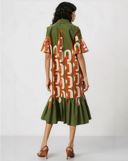 La DoubleJ Choux Chain - Link Print Midi Dress XS – Made in Italy - Wind & Song