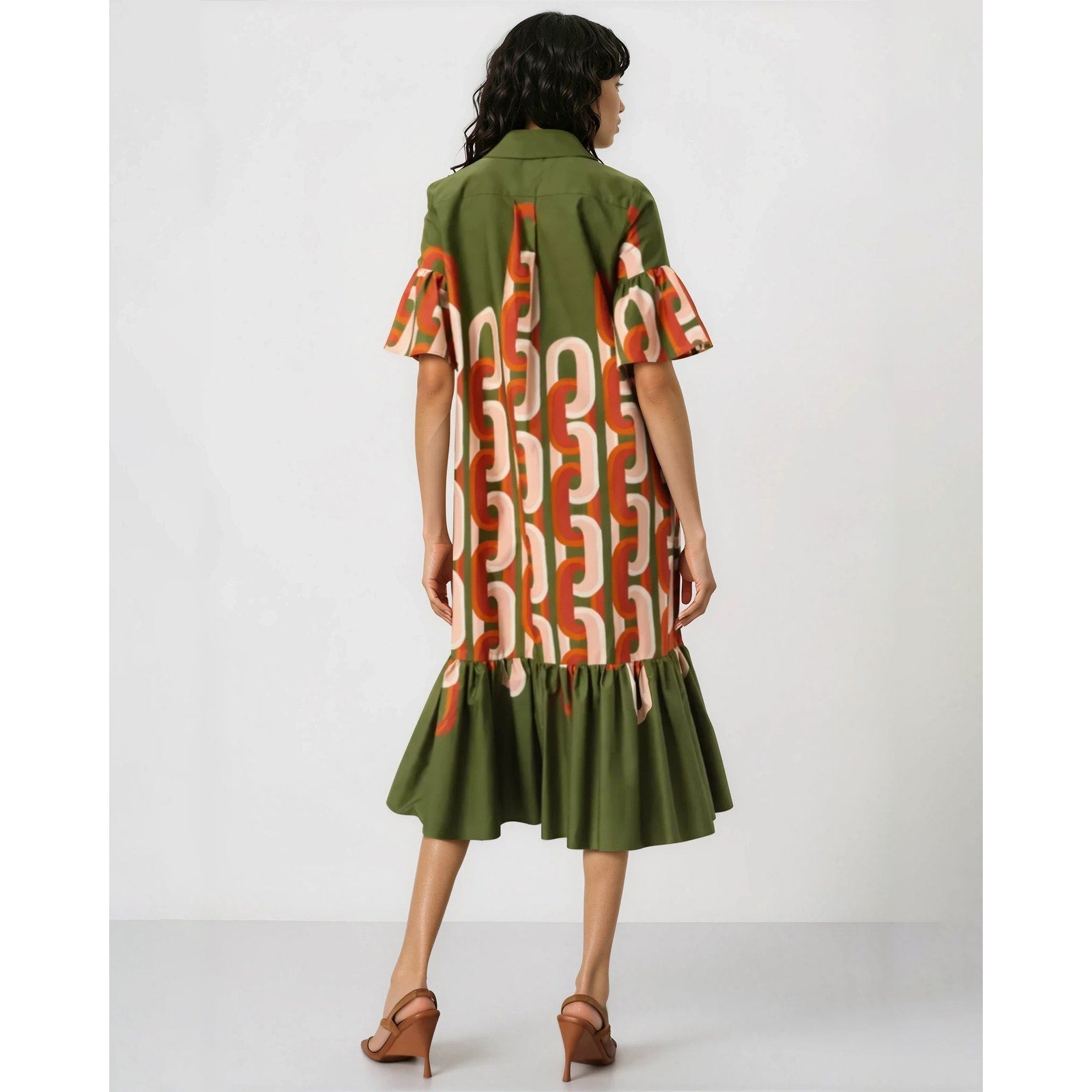 La DoubleJ Choux Chain - Link Print Midi Dress XS – Made in Italy - Wind & Song