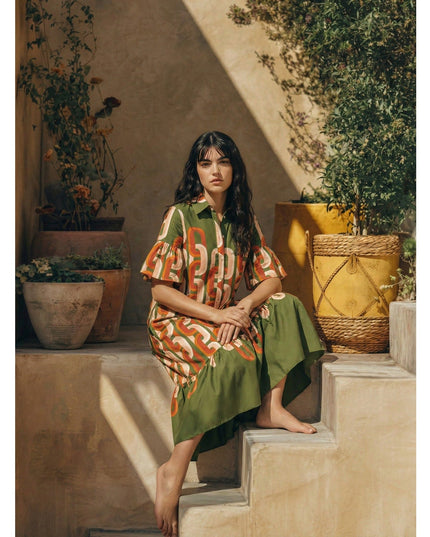 La DoubleJ Choux Chain - Link Print Midi Dress XS – Made in Italy - Wind & Song