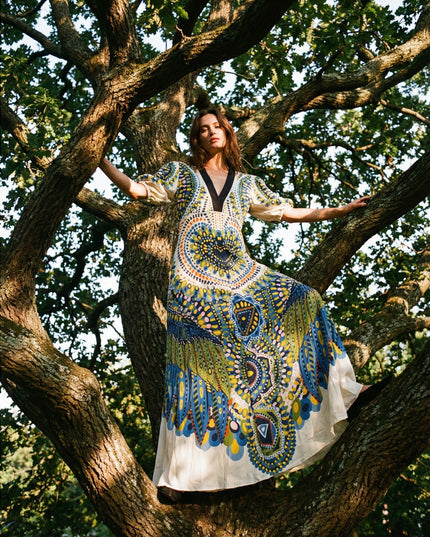 La DoubleJ Marlene Silk Dress – Multicolor Graphic Print - Wind & Song