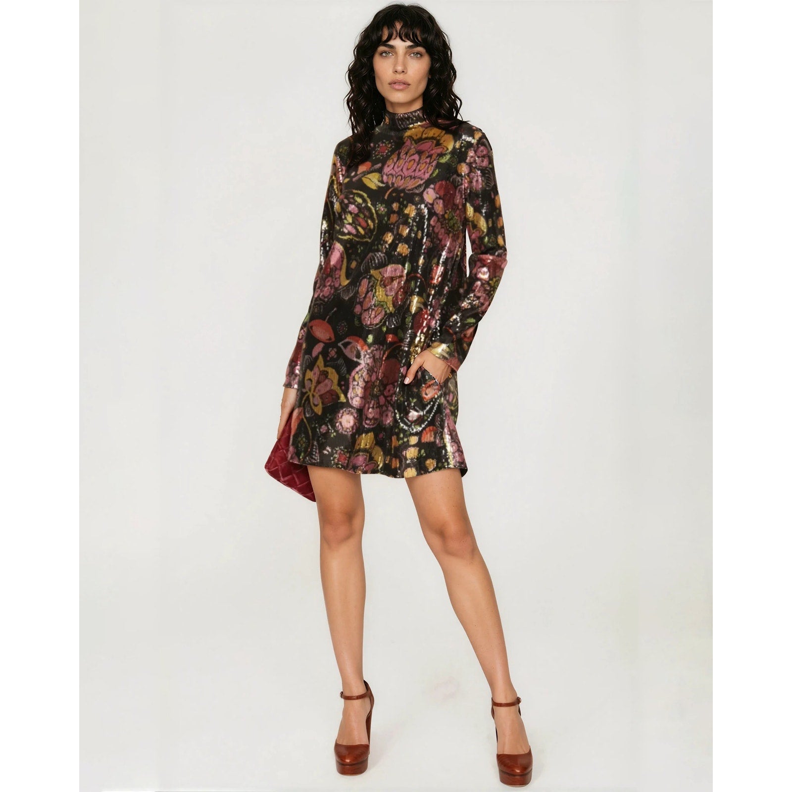 La DoubleJ Suitcase Black Floral Sequin Dress Size M – Made in Italy - Wind & Song
