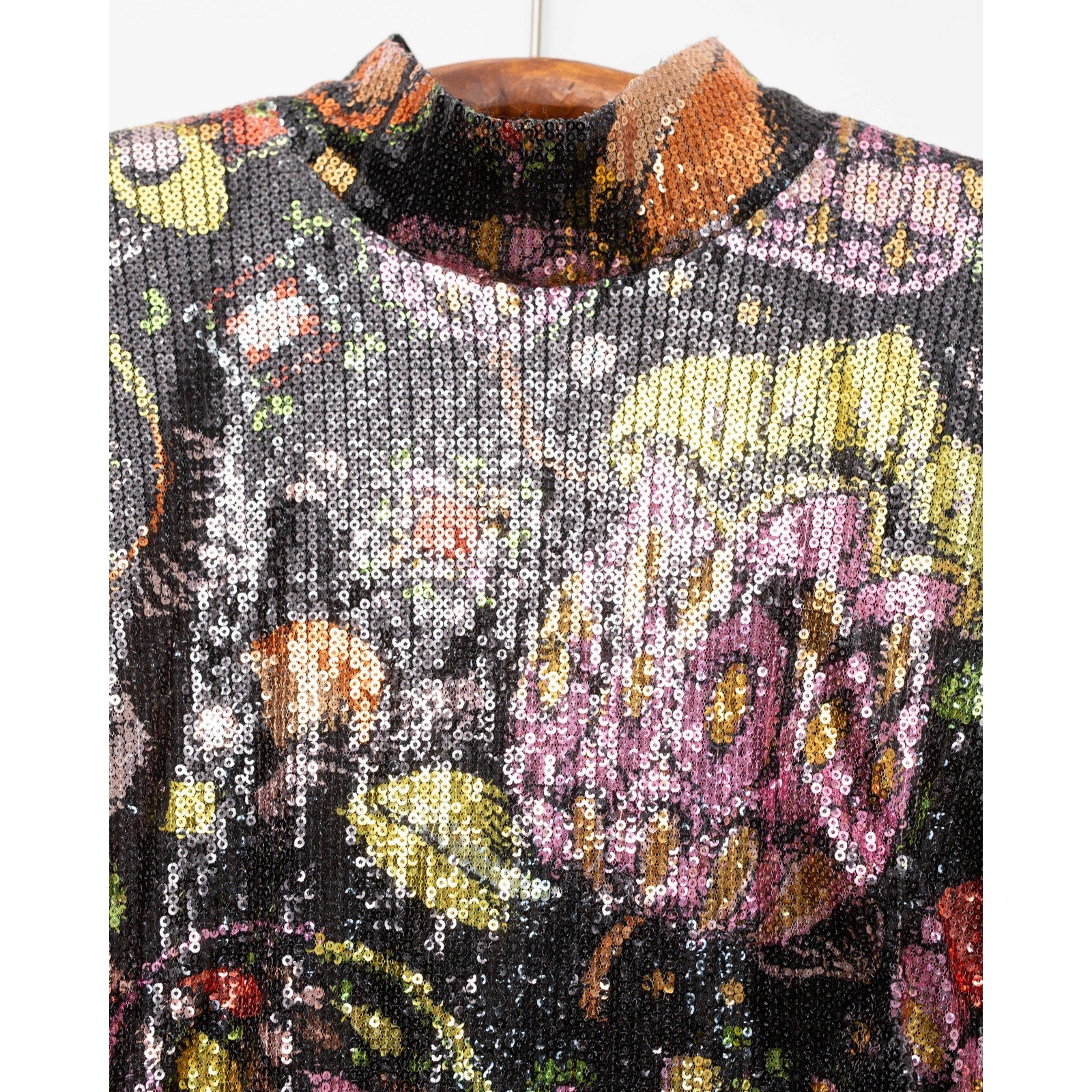 La DoubleJ Suitcase Black Floral Sequin Dress Size M – Made in Italy - Wind & Song