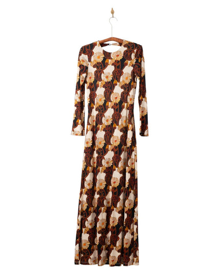 La DoubleJ Swank Black Floral Challis Open Back Maxi - Wind & Song