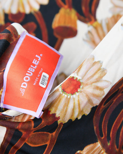 La DoubleJ Swank Black Floral Challis Open Back Maxi - Wind & Song