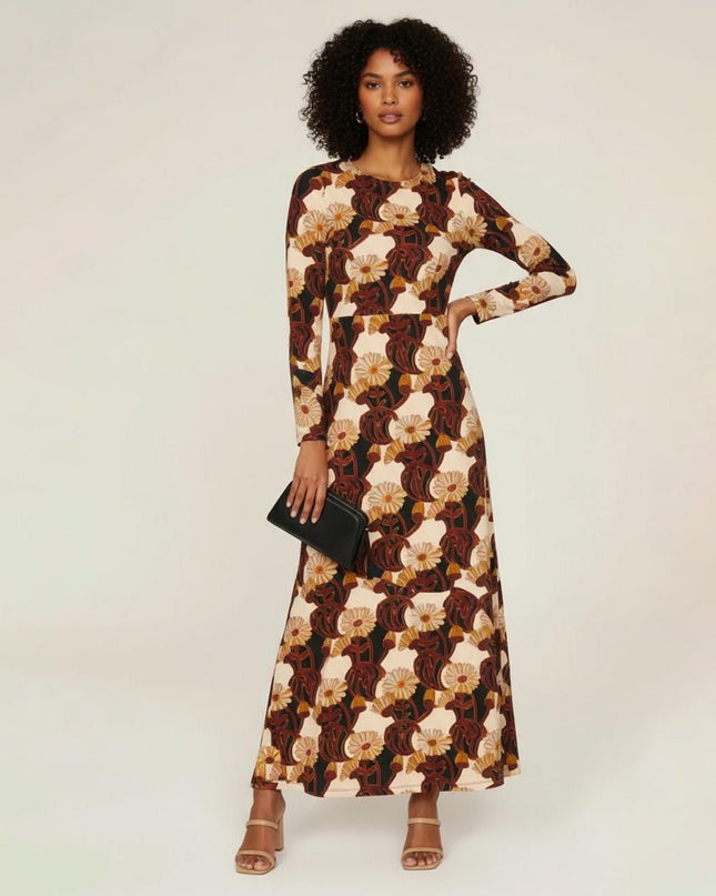 La DoubleJ Swank Black Floral Challis Open Back Maxi - Wind & Song