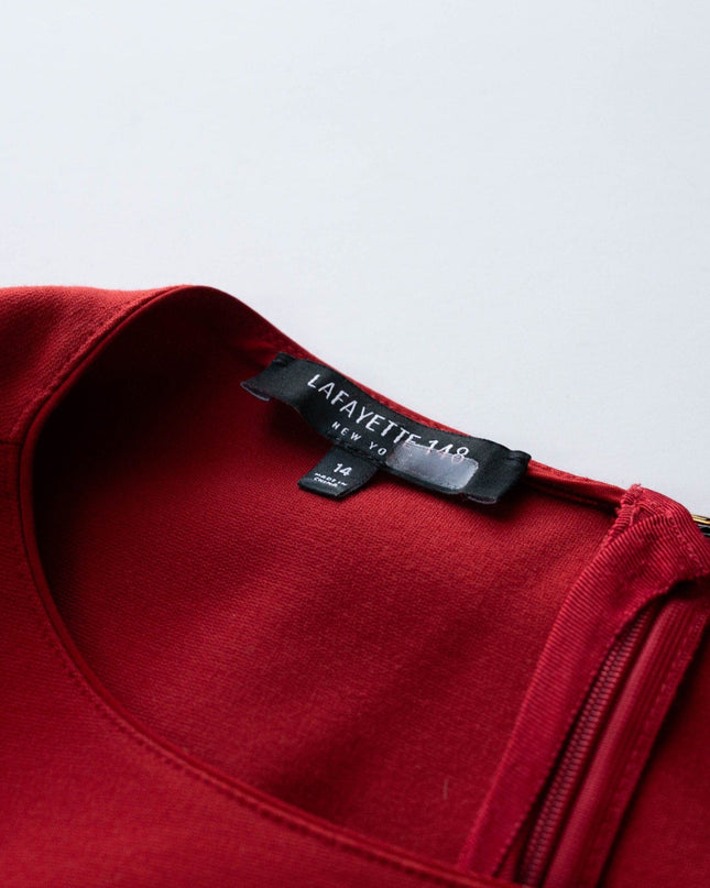 Lafayette 148 New York Aldrich Dress in Red - Pre - owned - Size 14 - Wind & Song