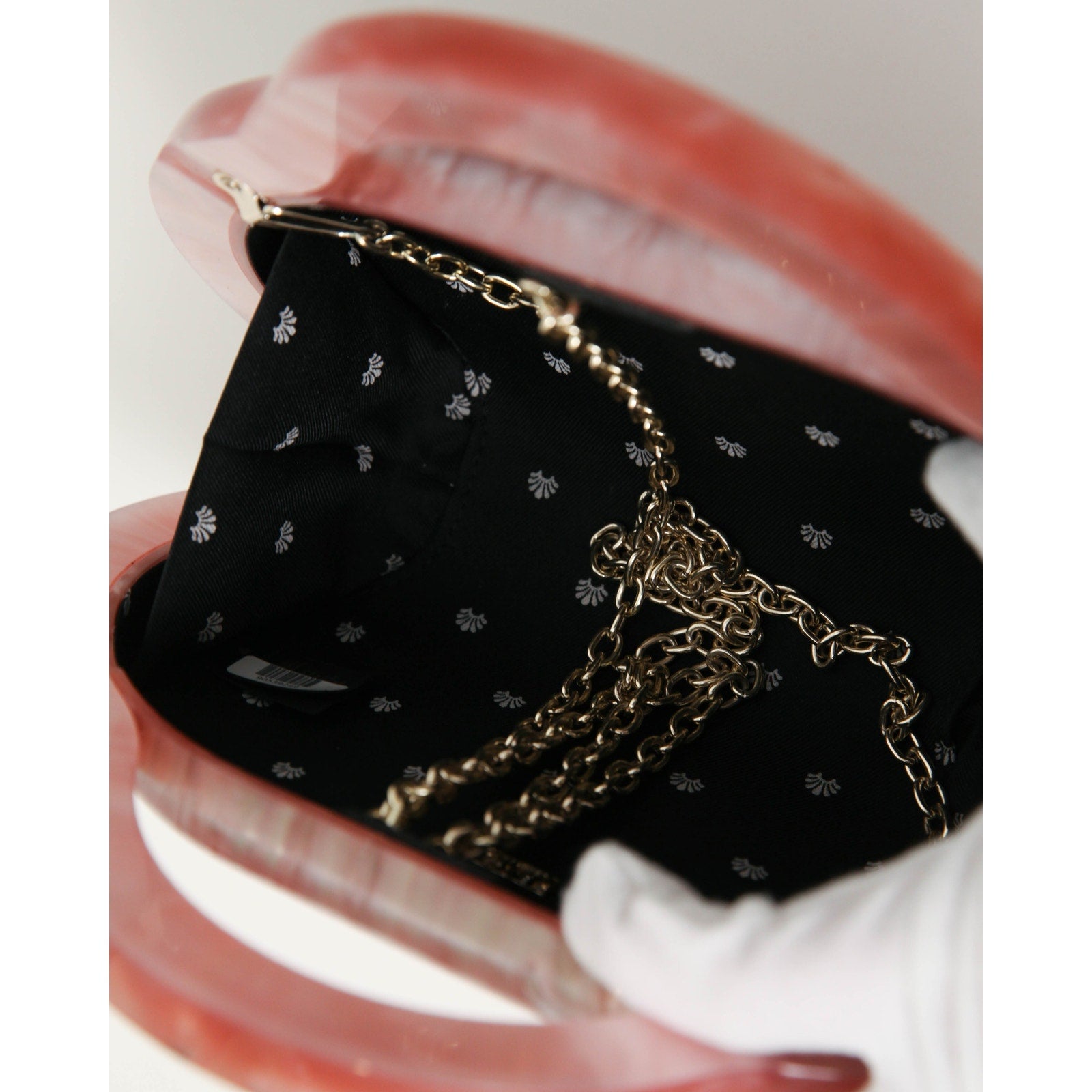 Lele Sadoughi Rose Marbled Acetate Pillbox Bag with Chain - Wind & Song