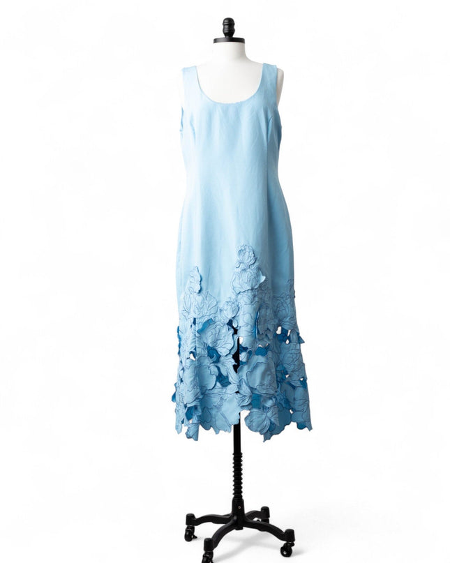 Leo Lin Emily Appliqué Midi Dress in Cornflower Blue - Wind & Song